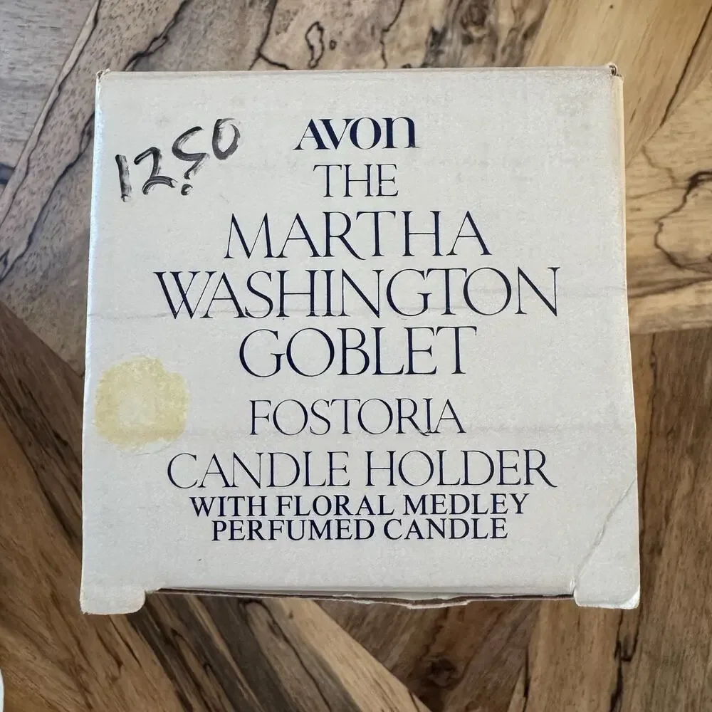 Vintage Avon Fostoria Martha Washington Cobalt Blue Glass Goblet Candle Holder